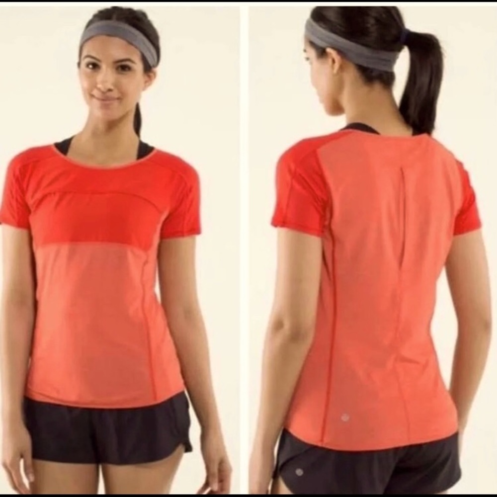 SOLD🔴Lulu Lemon Off Track SS Orange Top